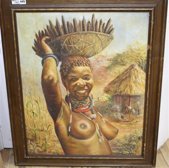 Joan Jocelyn, oil on canvas, Portrait of a South African Native woman, signed, 75 x 60cm